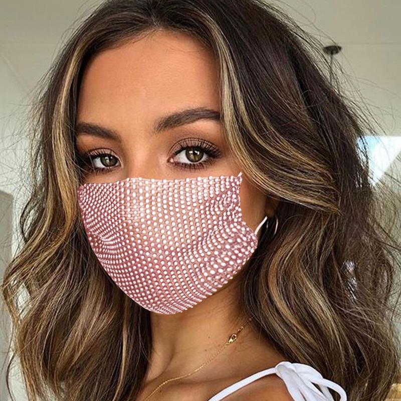 2pcs Shiny Rhinestone Mask Face Decor Jewelry Bling Elastic Fashion Jewelry Masks With Face Bandana Party Halloween Cosplay