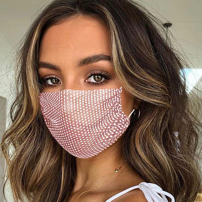 2pcs Shiny Rhinestone Mask Face Decor Jewelry Bling Elastic Fashion Jewelry Masks With Face Bandana Party Halloween Cosplay