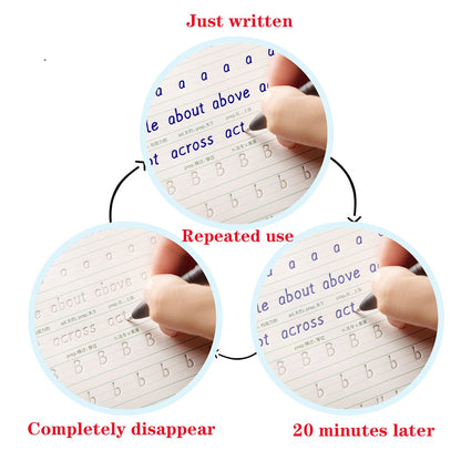 3 Books Set English Reusable Copybook For Calligraphy Learn Alphabet Children Handwriting Practice Books Baby