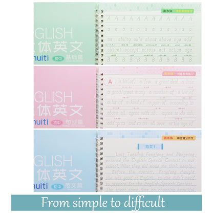 3 Books Set English Reusable Copybook For Calligraphy Learn Alphabet Children Handwriting Practice Books Baby