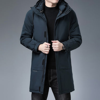 -30 Degree Parkas Men's Long Jacket Men Winter Jacket White Parkas Thicken Coat Fur Hooded Thick Warm Windbreaker