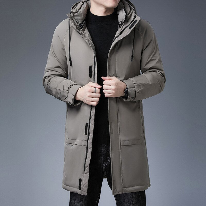 -30 Degree Parkas Men's Long Jacket Men Winter Jacket White Parkas Thicken Coat Fur Hooded Thick Warm Windbreaker