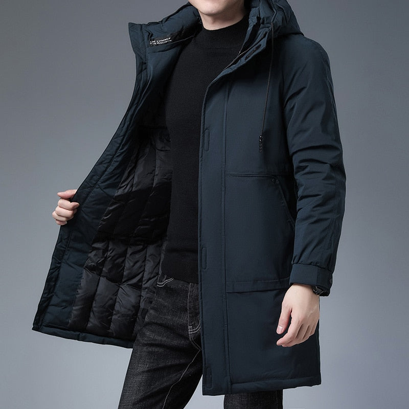 -30 Degree Parkas Men's Long Jacket Men Winter Jacket White Parkas Thicken Coat Fur Hooded Thick Warm Windbreaker
