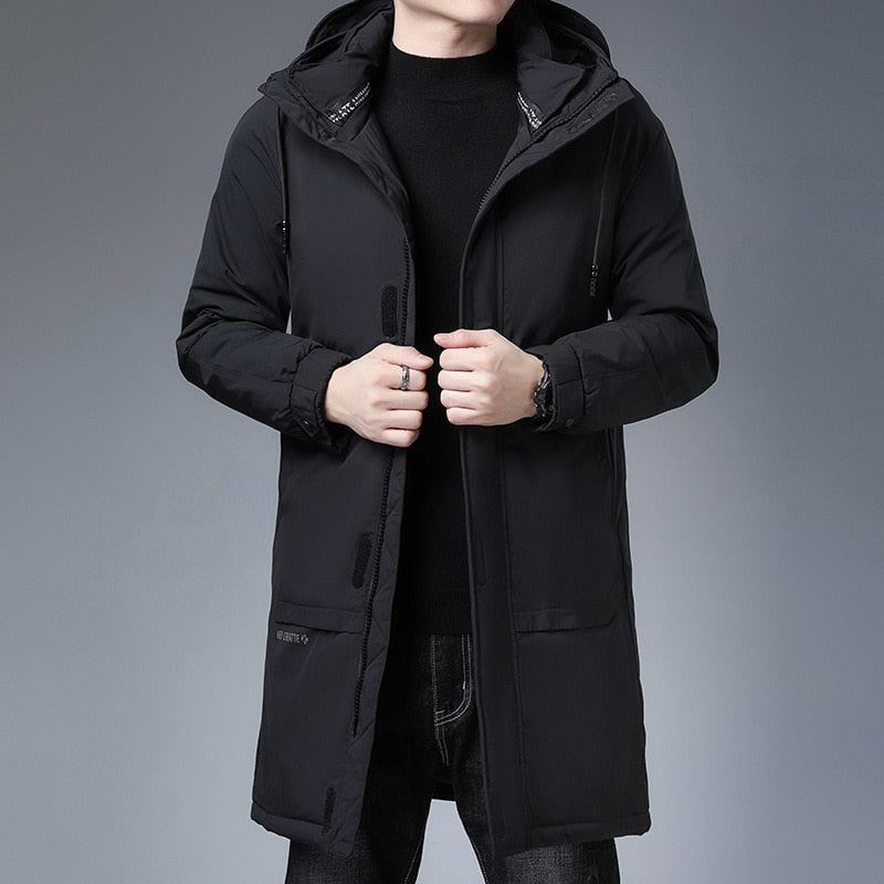-30 Degree Parkas Men's Long Jacket Men Winter Jacket White Parkas Thicken Coat Fur Hooded Thick Warm Windbreaker