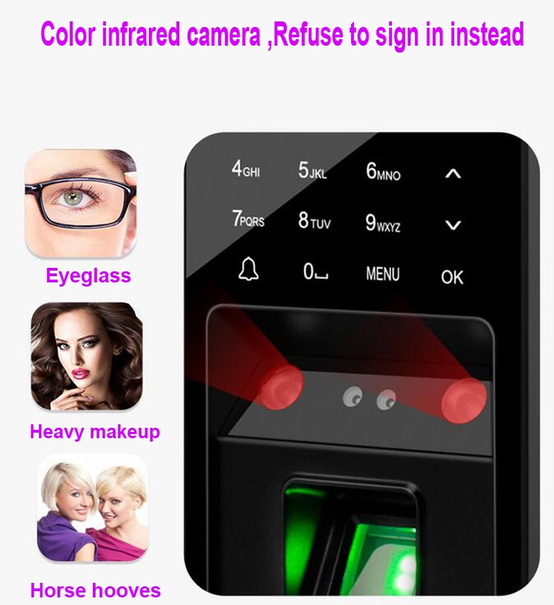 300 face 3000 figners 2.8inch LCD TCP/ip USB Biometric Fingerprint face Access Control device System support 125khz rfid card
