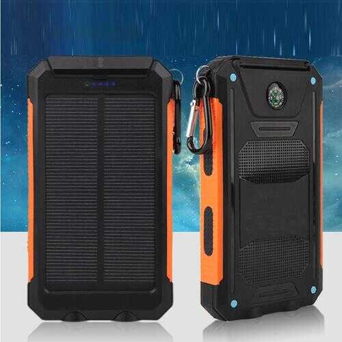 Jumbo Capacity 20,000 mAh Waterproof Solar Power Bank - Color: ORANGE