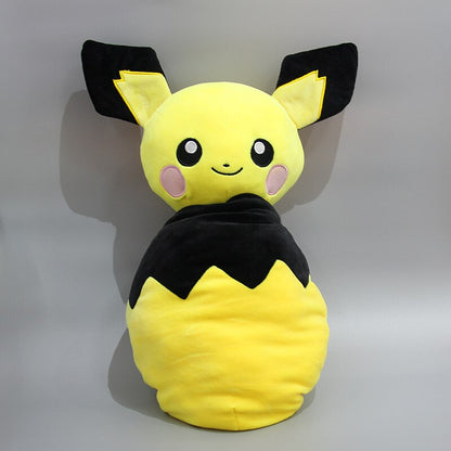 30cm Cartoon Luma Eevee Pichu Eevee Transform into Egg Stuffed Pichu Reversib Cushion Pillow Kids Gift Plush Doll Toy