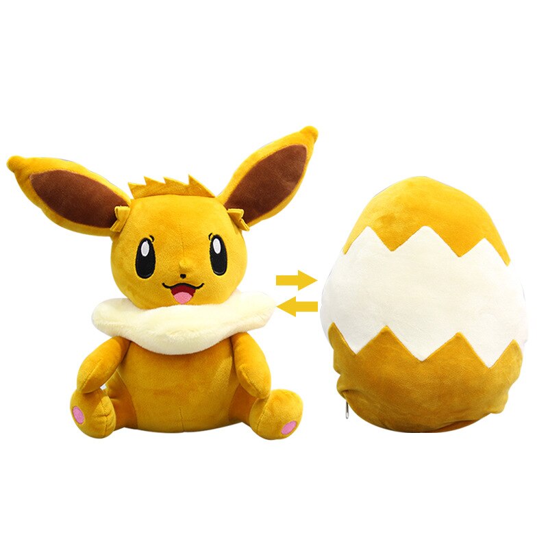 30cm Cartoon Luma Eevee Pichu Eevee Transform into Egg Stuffed Pichu Reversib Cushion Pillow Kids Gift Plush Doll Toy