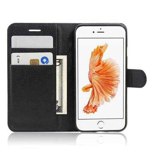 iPhone Solid Case with Wallet And Stand -Color: Red, Phone Style: iPhone- 8