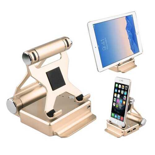 Podium Style Stand With Extended Battery Up To 200% For iPad, iPhone And Other Smart Gadgets - Color: Gold