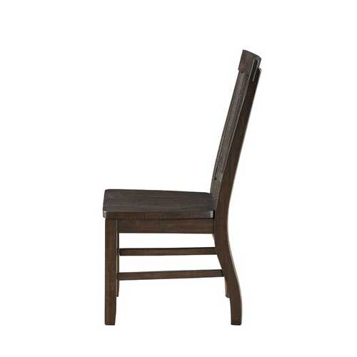 22" X 19" X 40" Rustic Walnut Wood Side Chair  Set of 2