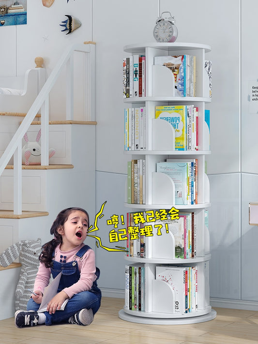 360 degree revolving shelf Children's picture book shelf simple home use provincial space landing student creative bookcase