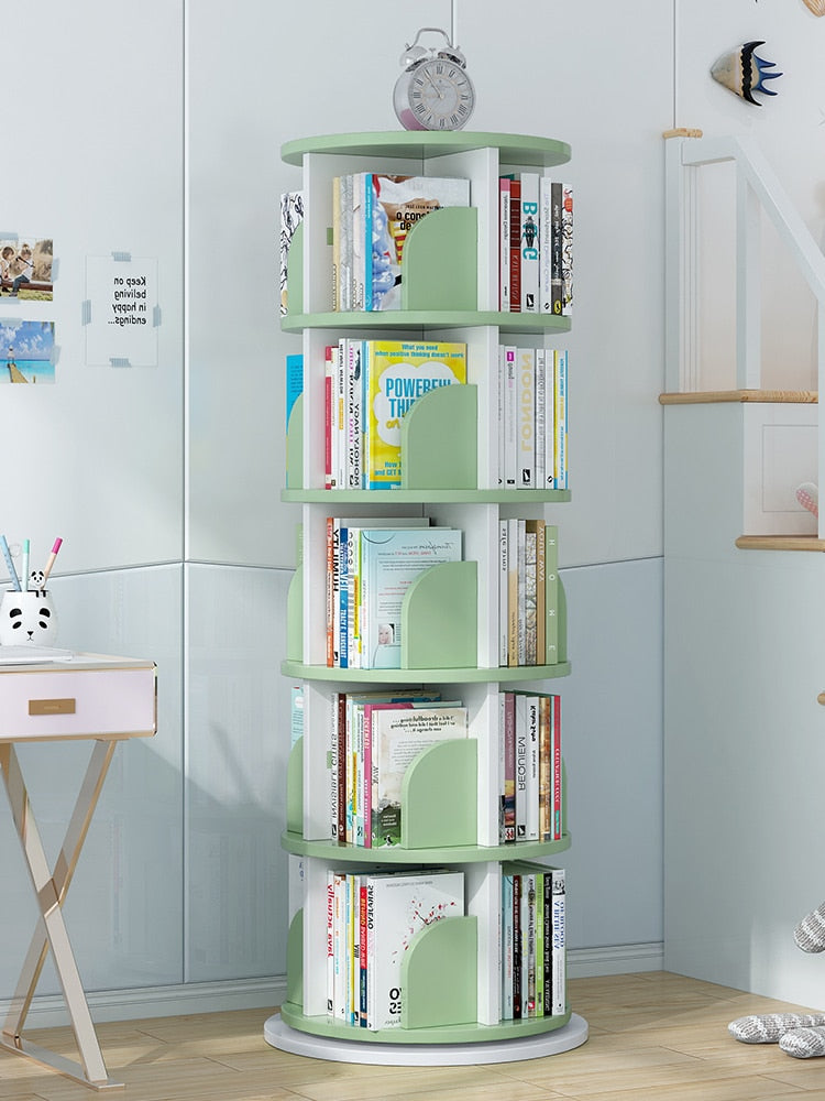 360 degree revolving shelf Children's picture book shelf simple home use provincial space landing student creative bookcase