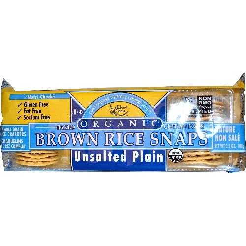 Edward & Sons Plain Unsalted Brown Rice Snaps (12x3.5 Oz)