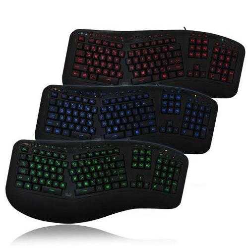 ADESSO TRU-FORM 150 - 3-COLOR ILLUMINATED ERGONOMIC KEYBOARD