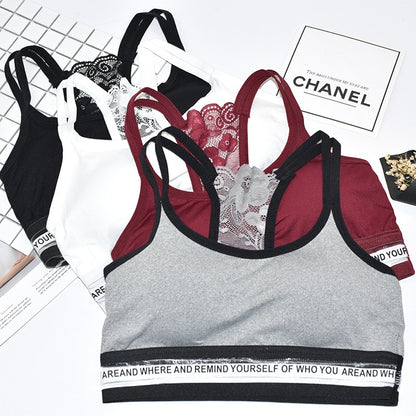 3D Sexy Lingerie Seamless Sport Bra Backless Strapless Top Bra Push Up Bralette Brassiere Women Underwear letter lace