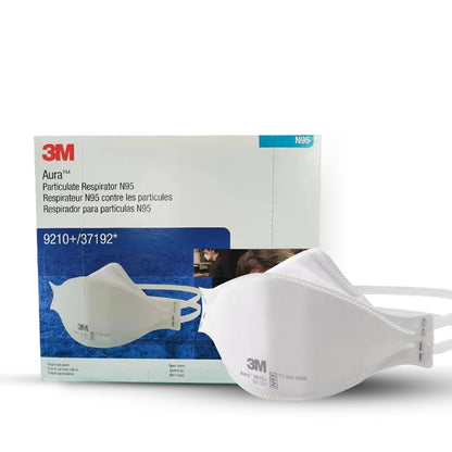 3M Aura™ 9210+ &amp; 9211+ Flat Fold Style NIOSH-APPROVED N9 5 Particulate Respirator Without Valve 20-Pack REDUCED EYEWEAR FOGGING
