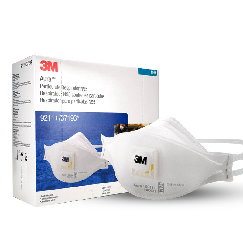 3M Aura™ 9210+ &amp; 9211+ Flat Fold Style NIOSH-APPROVED N9 5 Particulate Respirator Without Valve 20-Pack REDUCED EYEWEAR FOGGING