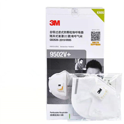 3M Earloop 9501V+ &amp; Upgraded Version 9551V And Headband 9502V+ Flat Fold Style KN9 5 Particulate Respirator With Valve 25-Pack