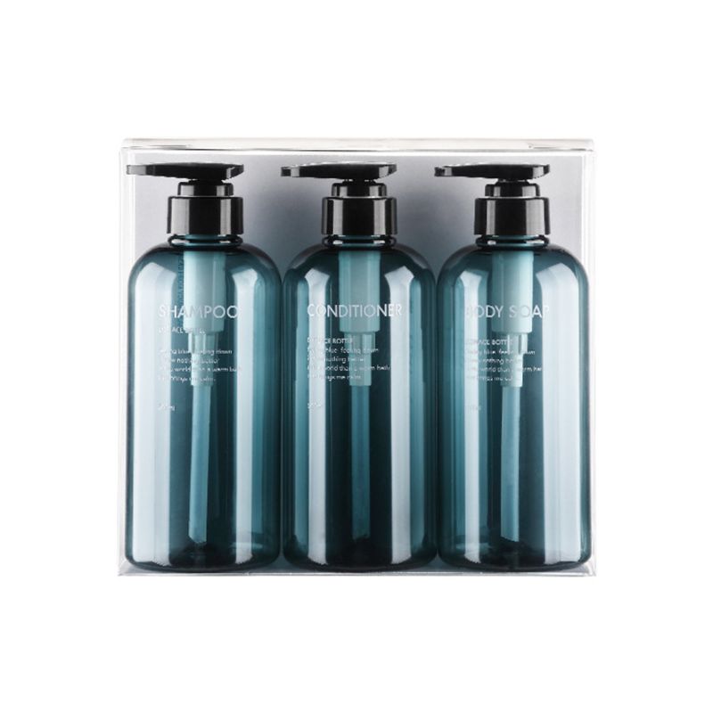 3Pcs 500ml Empty Bottle Set Shampoo Shower Gel Hair Conditioner Press Pump Soap Dispenser Body Wash Bathroom Refillable Bottle