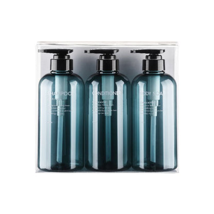 3Pcs 500ml Empty Bottle Set Shampoo Shower Gel Hair Conditioner Press Pump Soap Dispenser Body Wash Bathroom Refillable Bottle