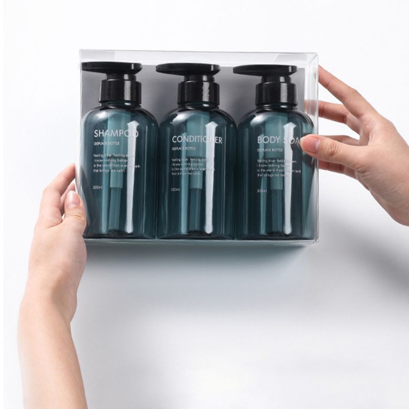 3Pcs 500ml Empty Bottle Set Shampoo Shower Gel Hair Conditioner Press Pump Soap Dispenser Body Wash Bathroom Refillable Bottle