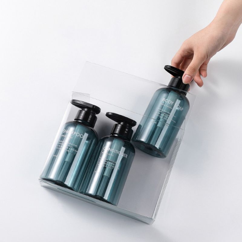 3Pcs 500ml Empty Bottle Set Shampoo Shower Gel Hair Conditioner Press Pump Soap Dispenser Body Wash Bathroom Refillable Bottle