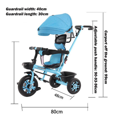 4 In 1 Infant Tricycle Folding Rotating Seat Baby Stroller 3 Wheel Bicycle Kids Bike Three Wheel Stroller Toddler Baby Trolley