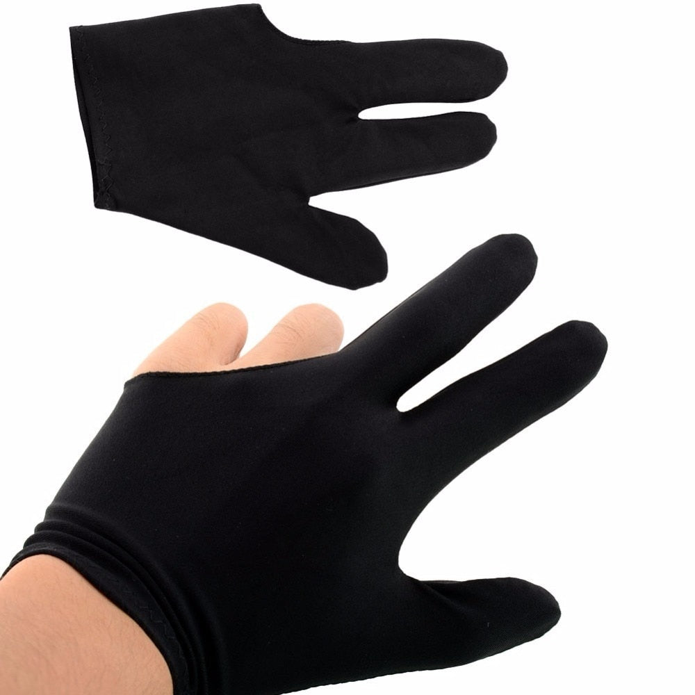4 Pcs Black Professional Spandex Snooker Billiard Glove Pool Left Hand Three Finger Accessories