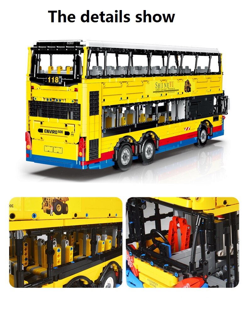 4314PCS YC-QC015 MOC Double Decker Bus Technolog Bricks With Remote Control Version Building Blocks Adult Gifts for Children