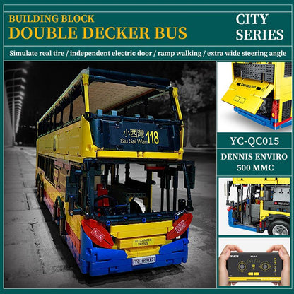 4314PCS YC-QC015 MOC Double Decker Bus Technolog Bricks With Remote Control Version Building Blocks Adult Gifts for Children
