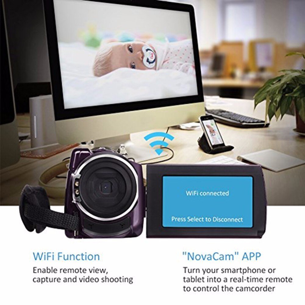 4K Camcorder 16X ZOOM Digital Video Recorder Camera Ultra HD Wifi IR Night Vision LCD Touchscreen External with Wide Angle Lens
