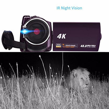 4K Camcorder 16X ZOOM Digital Video Recorder Camera Ultra HD Wifi IR Night Vision LCD Touchscreen External with Wide Angle Lens