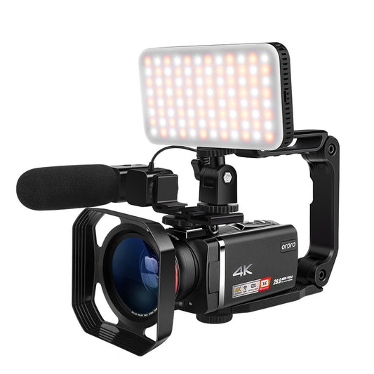 4K Digital HD Camcorder Vlog Camera Ordro AX60 3.5" IPS Screen 12X Optical Zoom YouTube Live Stream Video Cameras for Blogger