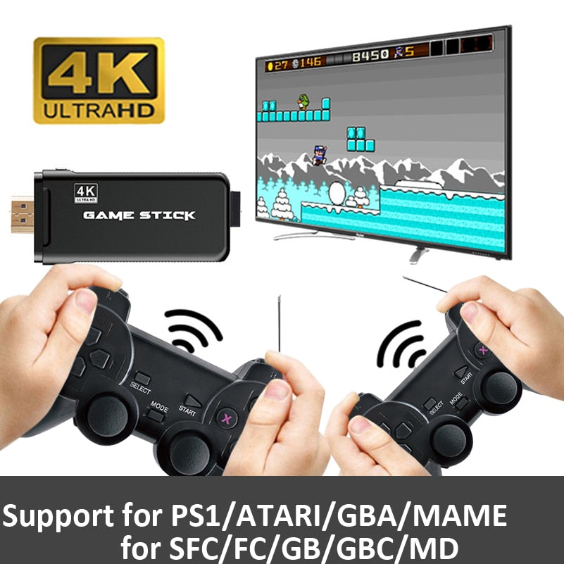 4K TV Retro Video Game Console With 2.4G Double Wireless Controller Built in 10000 Games For PS1/GBA HDMI Family TV Game Console
