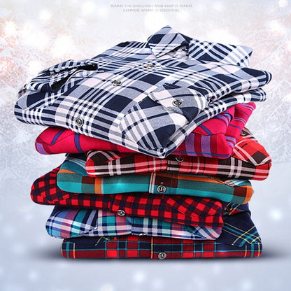 Velvet Warm Women's Plaid Shirt Female Long Sleeve Tops Plus Size Winter Pockets Check Blouse Blusas Femininas Chemise Femme 4XL