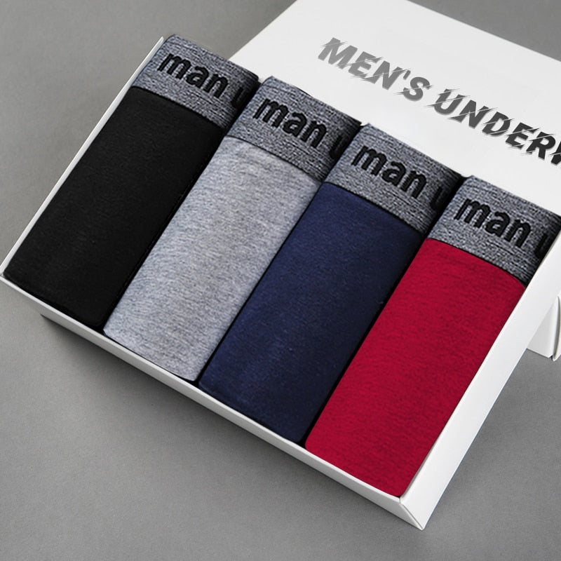 4pcs Male Panties Cotton Men's Underwear Boxers Breathable Man Boxer Solid Underpants Comfortable Brand Shorts men underwear 365