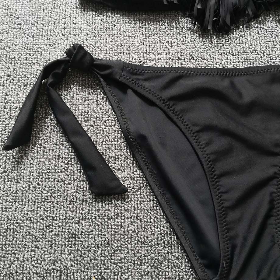 5-16 Year Teenager Girl Bikini Set Tassel Girl Swimsuit Kids Black Fringe Children Swimwear Girl Swimming Bathing Suit Swim Wear