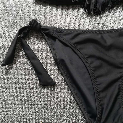 5-16 Year Teenager Girl Bikini Set Tassel Girl Swimsuit Kids Black Fringe Children Swimwear Girl Swimming Bathing Suit Swim Wear