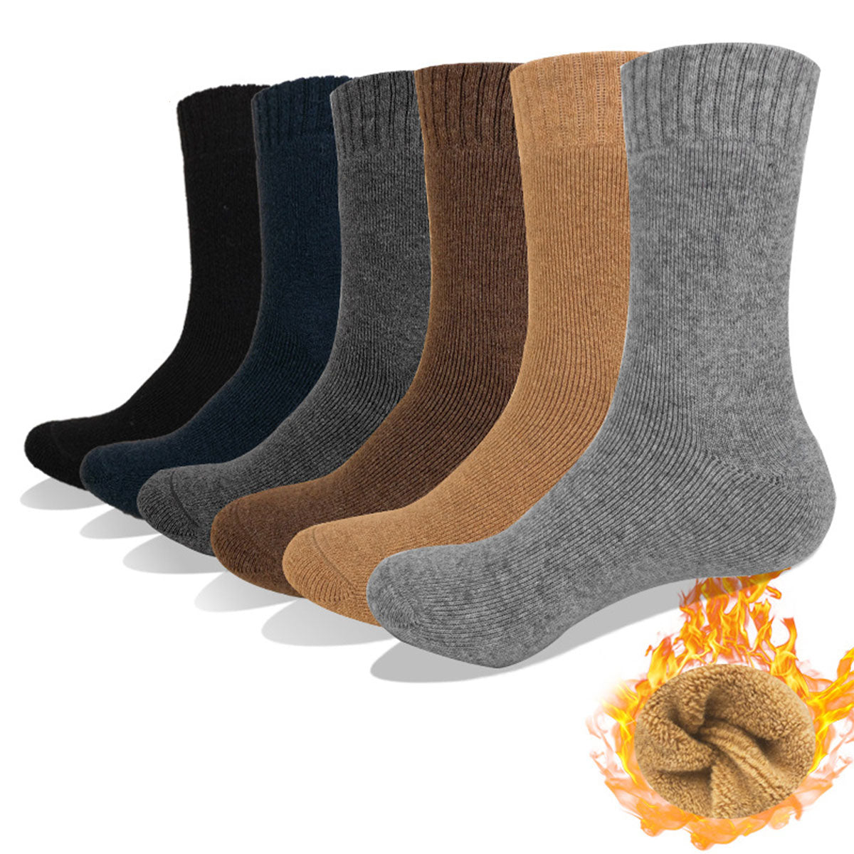 5 Pairs Winter Men's Wool Socks Super Thicken Merino Wool Socks Against Cold Snow Winter Warm Funny Mid Tube Socks Men