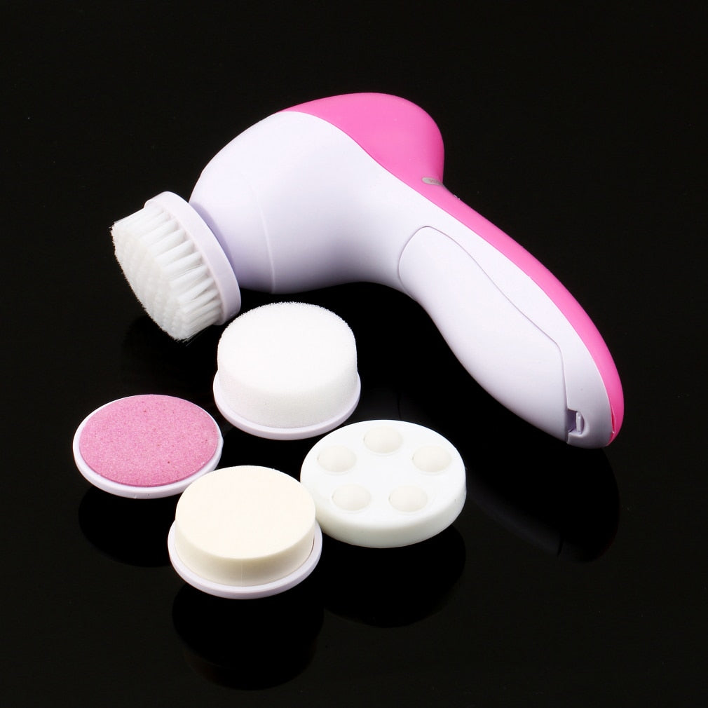 5 in 1 Electric Facial Cleanser Face Cleaning Skin Pore Cleaner Body Cleansing Massage Mini Beauty Massager