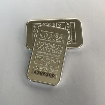 50 Pcs Non Magnetic  Johnson Matthey bar JM ingot 1 OZ silver plated  souvenir colletiblen coin with different serial number