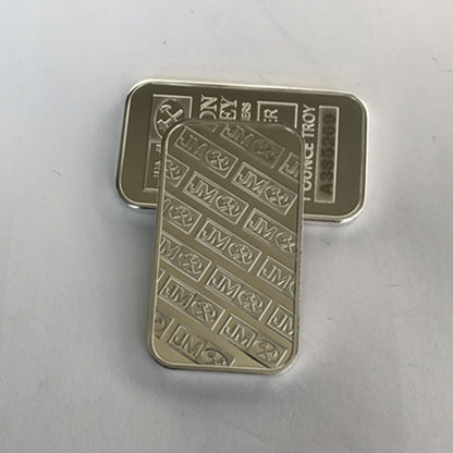 50 Pcs Non Magnetic  Johnson Matthey bar JM ingot 1 OZ silver plated  souvenir colletiblen coin with different serial number