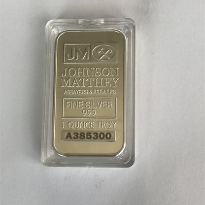 50 Pcs Non Magnetic  Johnson Matthey bar JM ingot 1 OZ silver plated  souvenir colletiblen coin with different serial number
