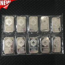 将图片加载到图库查看器，50 pcs Non magnetic Scottsdale silver bullion bar 1 OZ silver plated ingot badge 50 mm x 28 mm Vacuum packing 5 pcs a row bars
