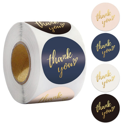 500 pieces Round Labels Thank You Kraft Paper Packaging Sticker for Candy Dragee Gift Box Packing Bag Wedding Flower Thanks Stickers