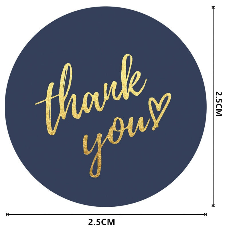 500 pieces Round Labels Thank You Kraft Paper Packaging Sticker for Candy Dragee Gift Box Packing Bag Wedding Flower Thanks Stickers