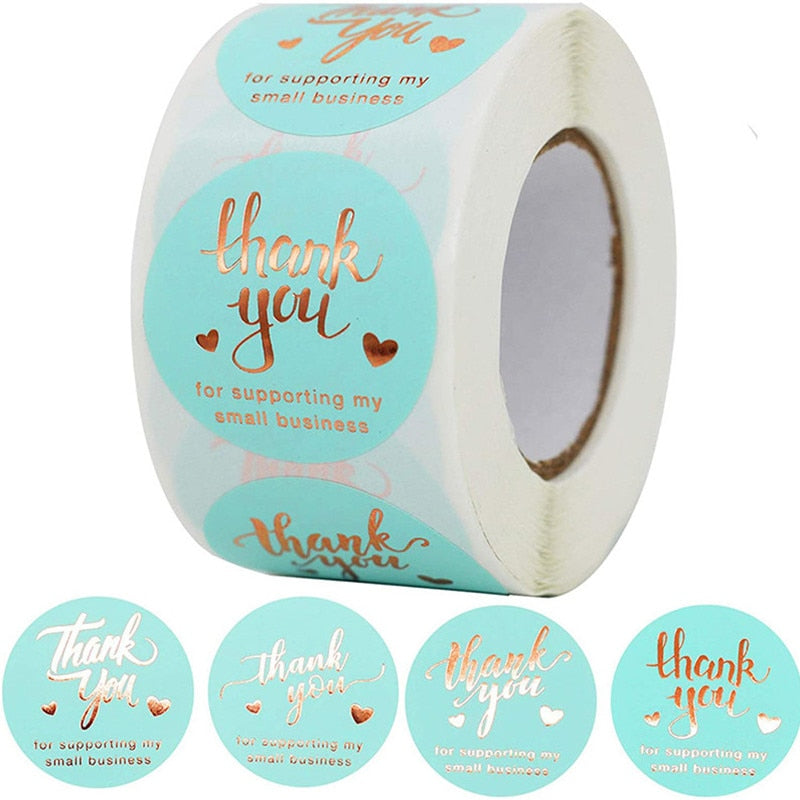 500 pieces Round Labels Thank You Kraft Paper Packaging Sticker for Candy Dragee Gift Box Packing Bag Wedding Flower Thanks Stickers