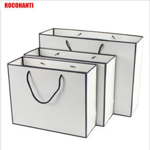 将图片加载到图库查看器，50X Black Frame White Gift Shopping Paper bag with String Customized LOGO Printing accept
