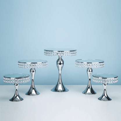 Cake Stand Set SET GOLD & SILVER CAKE STAND SET CMIRROR FACE FONDANT CUPCAKE SWEET TABLE CANDY BAR TABLE DECORATING. 5 pieces